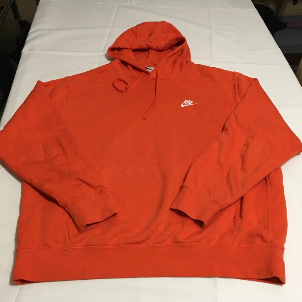 Nike Sportswear Club Fleece Pullover Hoodie Mens XL Orange Sweatshirt